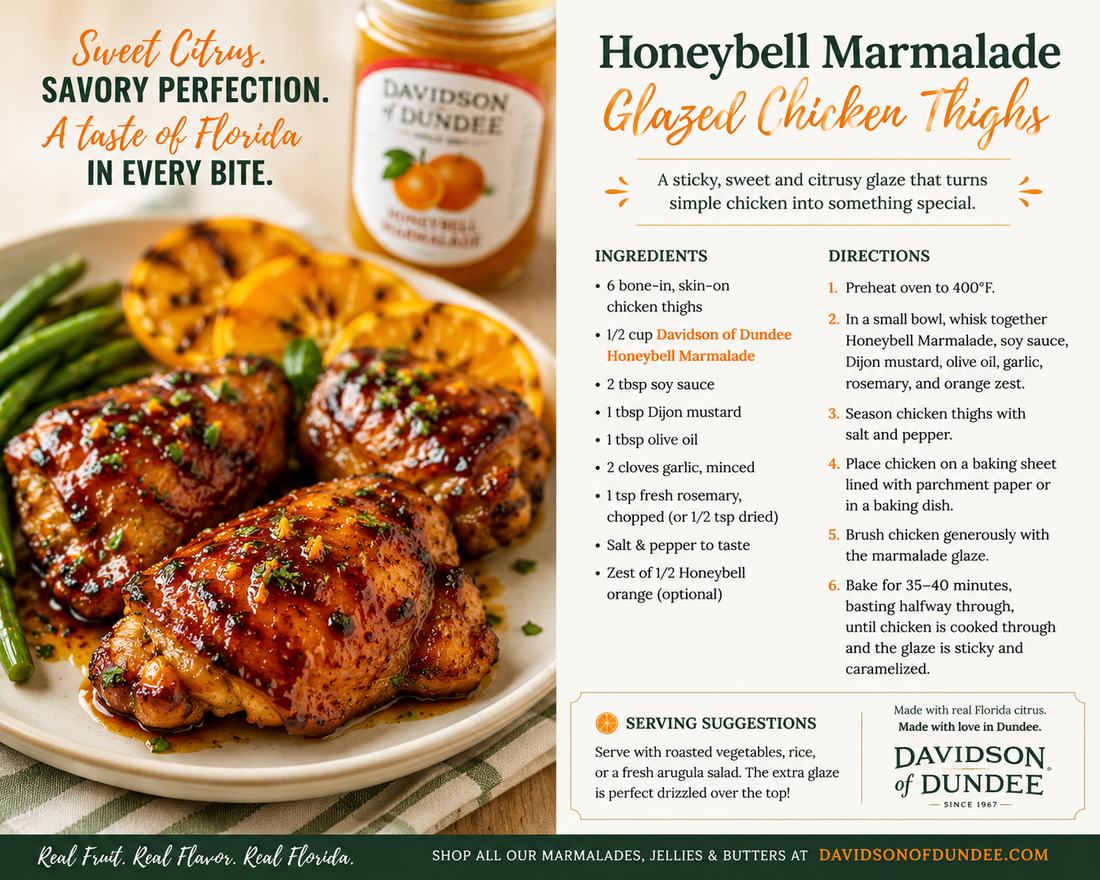 Honeybell Marmalade Glazed Chicken Thighs
